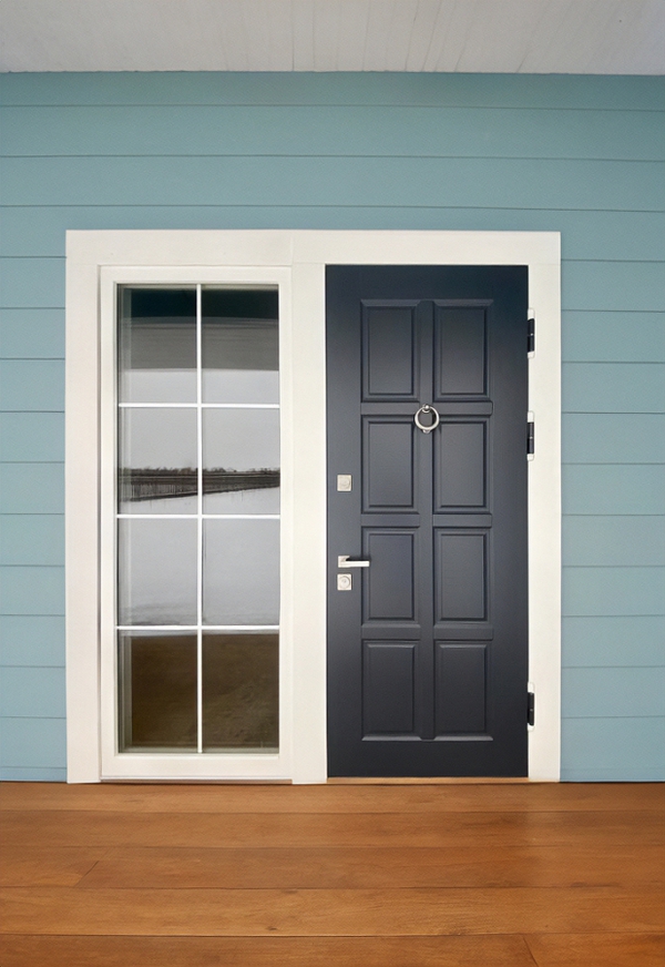 Двухцветная дверь с кнокером Двухцветная дверь с кнокером
