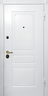 Входная дверь для квартиры с белыми окрашенными панелями МДФ RAL