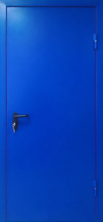 Огнеустойчивая стальная дверь с синей покраской Огнеустойчивая стальная дверь с синей покраской