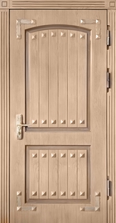 Стальная термодверь с отделкой МДФ и декором из пирамидок